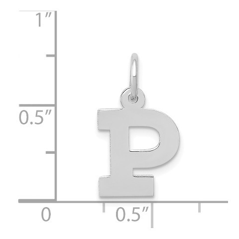14K White Gold Small Block Initial Letter P Charm Pendant - (B11-976)